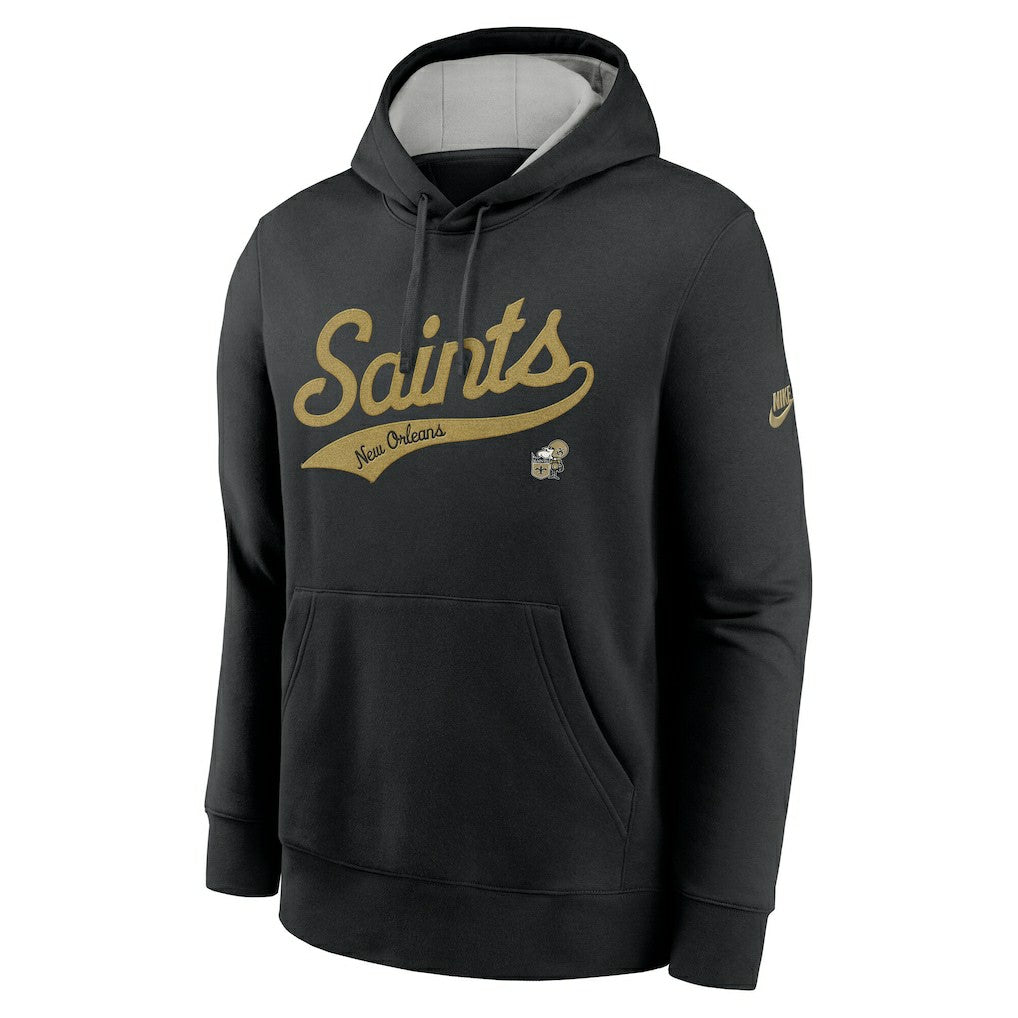 New Orleans Saints Rewind Club Logo Pullover Hoodie - Black Hoodies