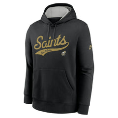 New Orleans Saints Rewind Club Logo Pullover Hoodie - Black Hoodies