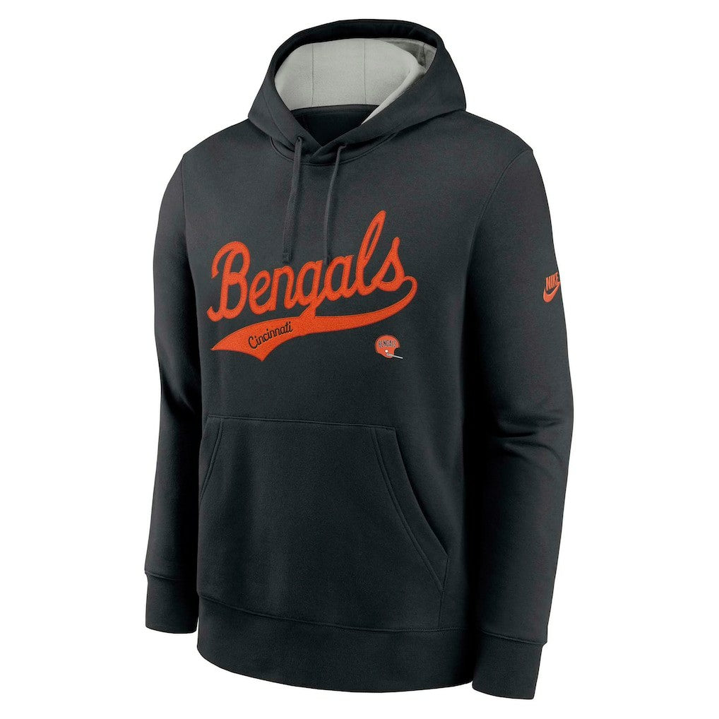 Cincinnati Bengals Rewind Club Logo Pullover Hoodie - Black Hoodies