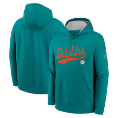 Miami Dolphins Rewind Club Logo Pullover Hoodie - Aqua Hoodies