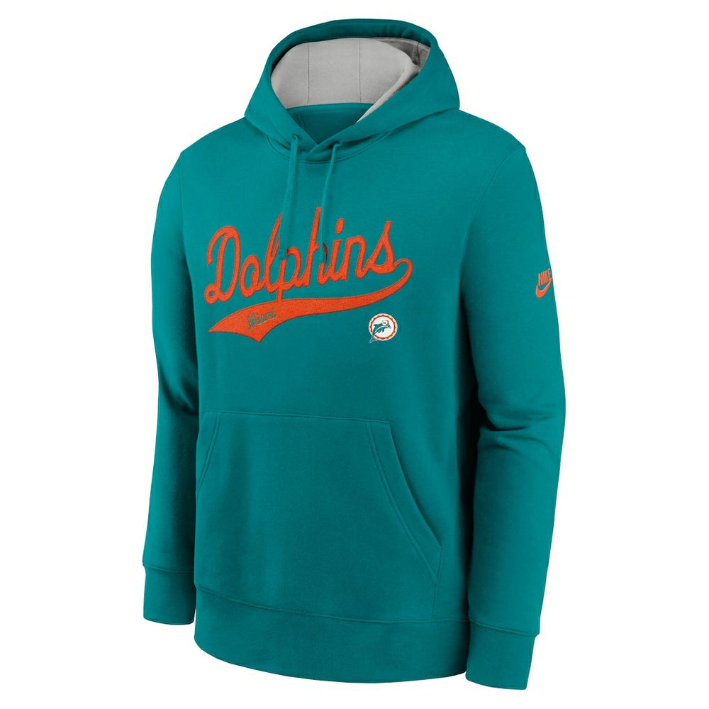 Miami Dolphins Rewind Club Logo Pullover Hoodie - Aqua Hoodies