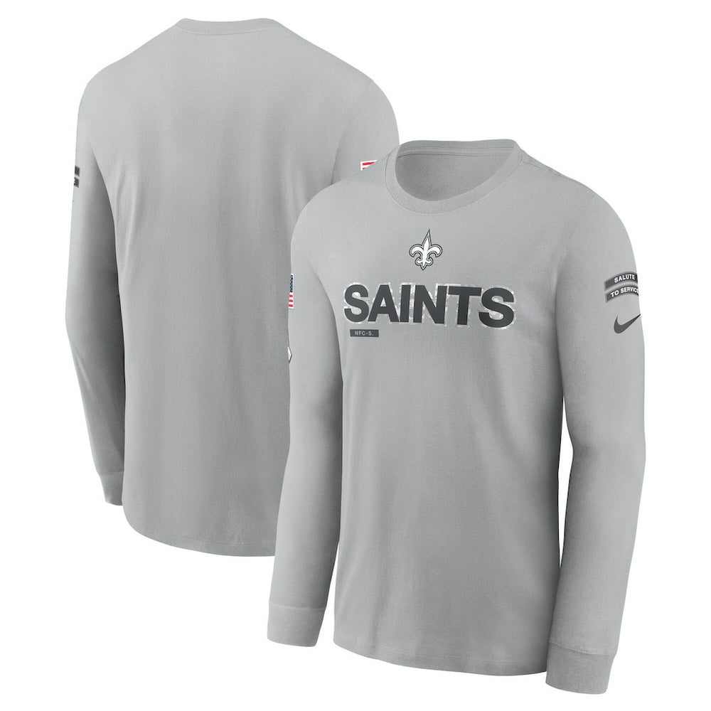 New Orleans Saints 2024 Salute To Service Long Sleeve T-Shirt - Gray T-shirts