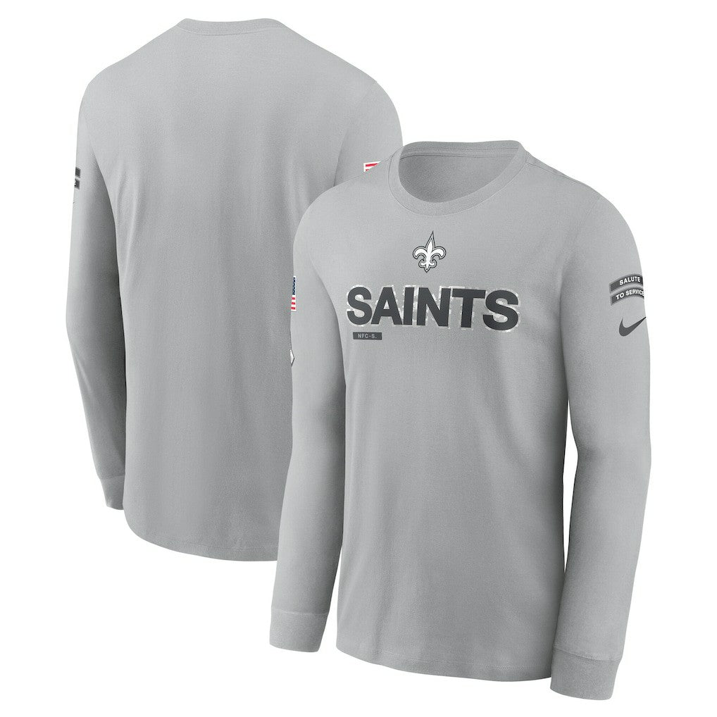 New Orleans Saints 2024 Salute To Service Long Sleeve T-Shirt - Gray T-shirts