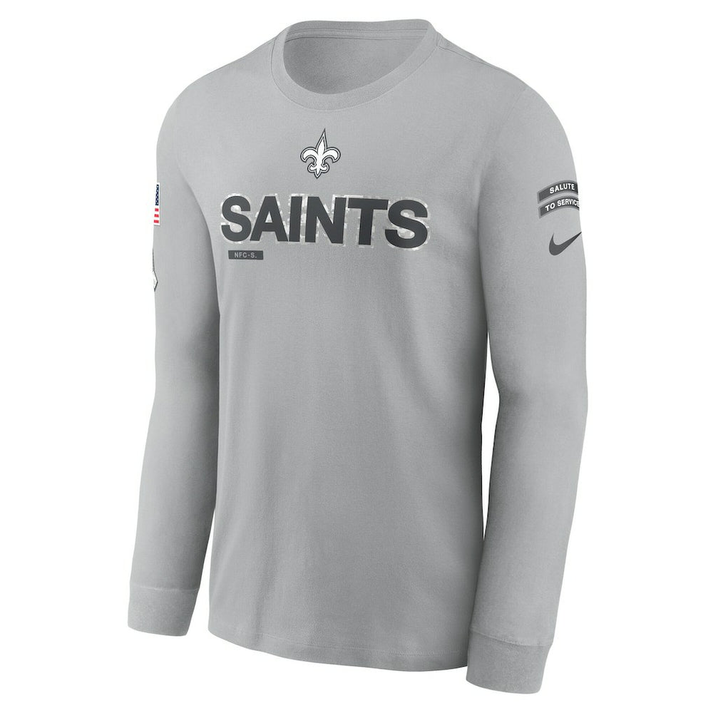 New Orleans Saints 2024 Salute To Service Long Sleeve T-Shirt - Gray T-shirts