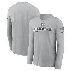Las Vegas Raiders 2024 Salute To Service Long Sleeve T-Shirt - Gray T-shirts