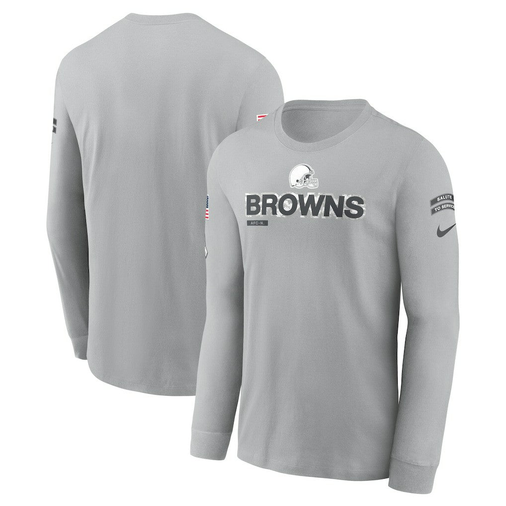 Cleveland Browns 2024 Salute To Service Long Sleeve T-Shirt - Gray T-shirts