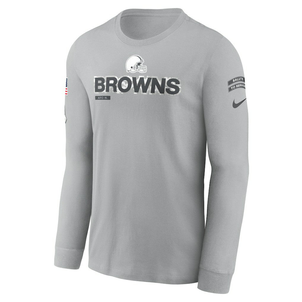 Cleveland Browns 2024 Salute To Service Long Sleeve T-Shirt - Gray T-shirts