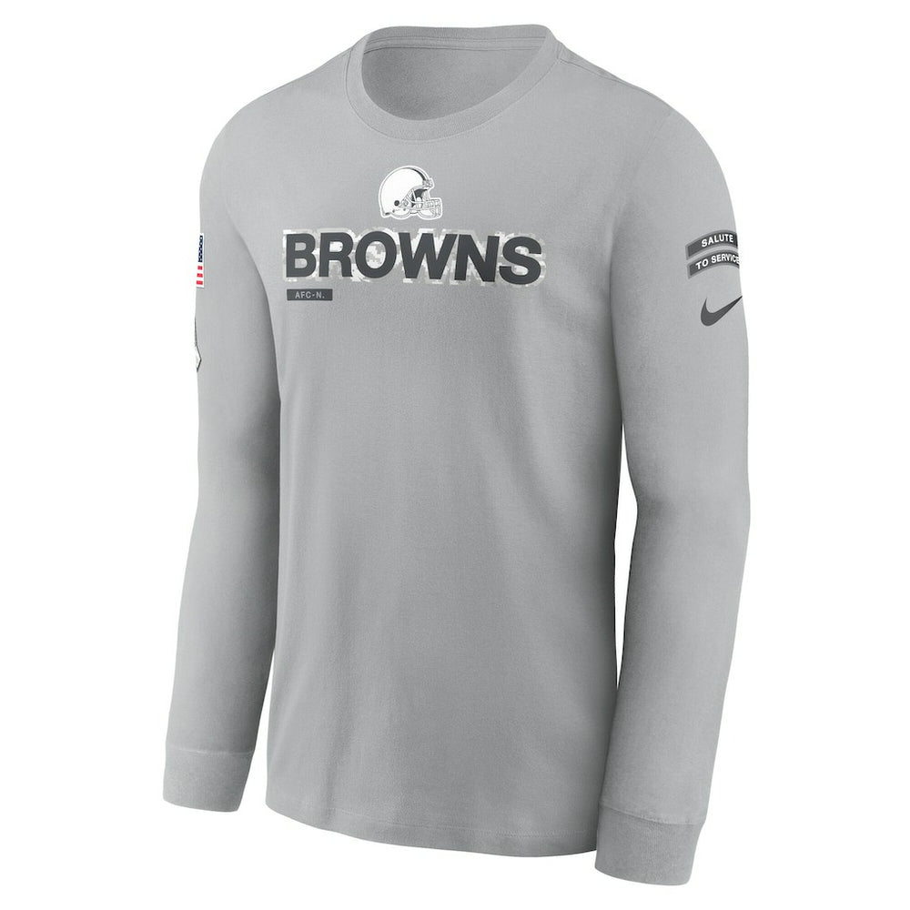 Cleveland Browns 2024 Salute To Service Long Sleeve T-Shirt - Gray T-shirts