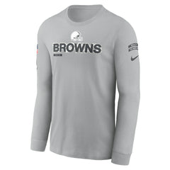 Cleveland Browns 2024 Salute To Service Long Sleeve T-Shirt - Gray T-shirts