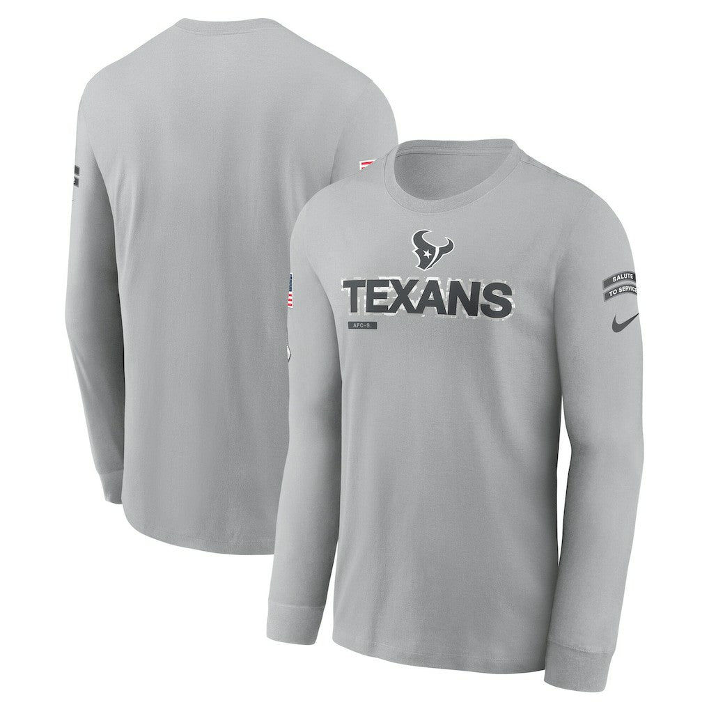 Houston Texans 2024 Salute To Service Long Sleeve T-Shirt - Gray T-shirts