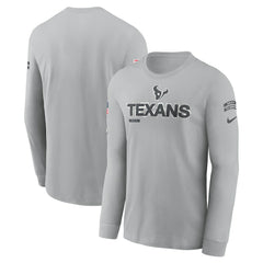 Houston Texans 2024 Salute To Service Long Sleeve T-Shirt - Gray T-shirts