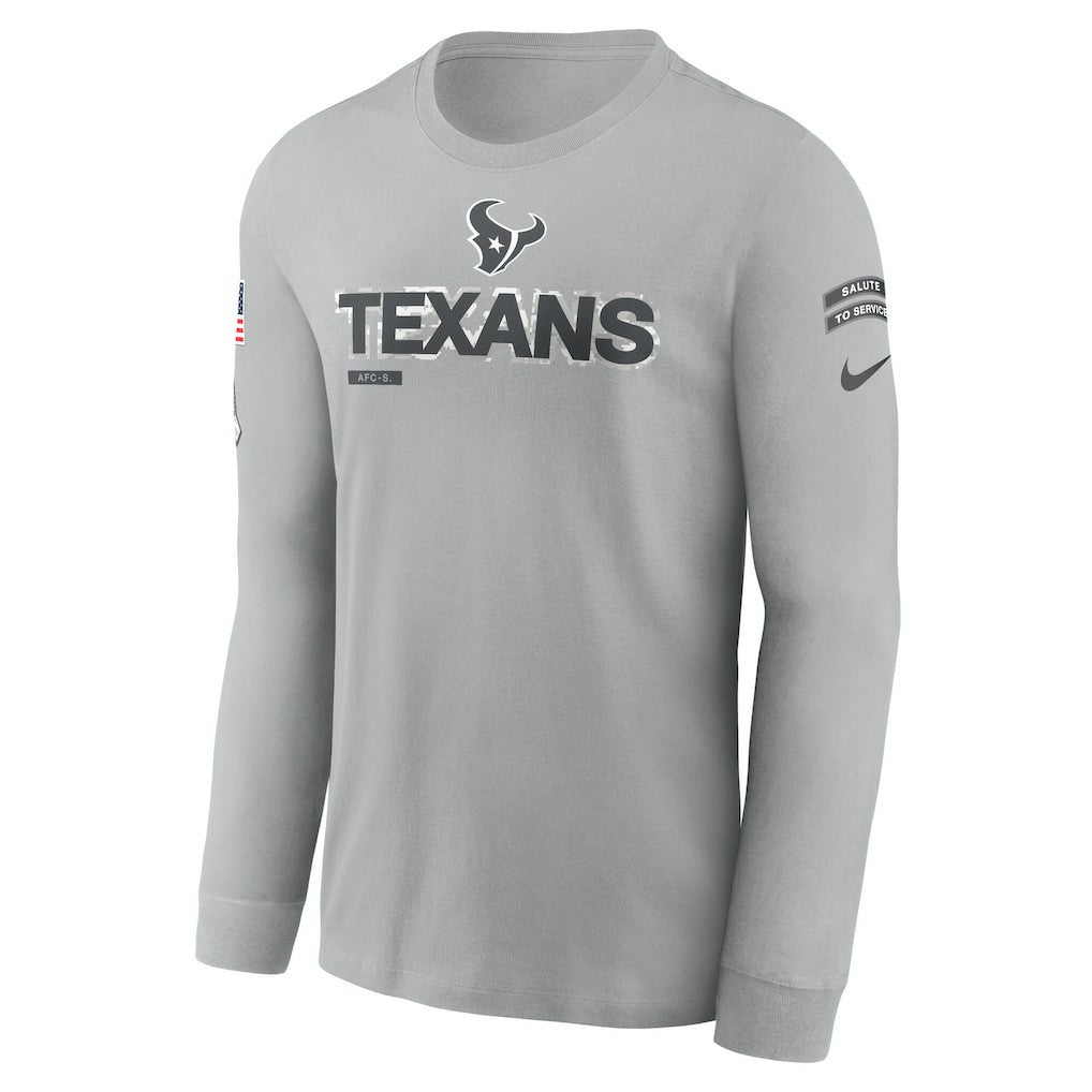 Houston Texans 2024 Salute To Service Long Sleeve T-Shirt - Gray T-shirts