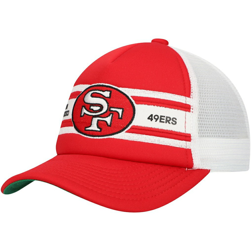 San Francisco 49ers Youth Stripe Trucker Adjustable Hat - Scarlet Hats