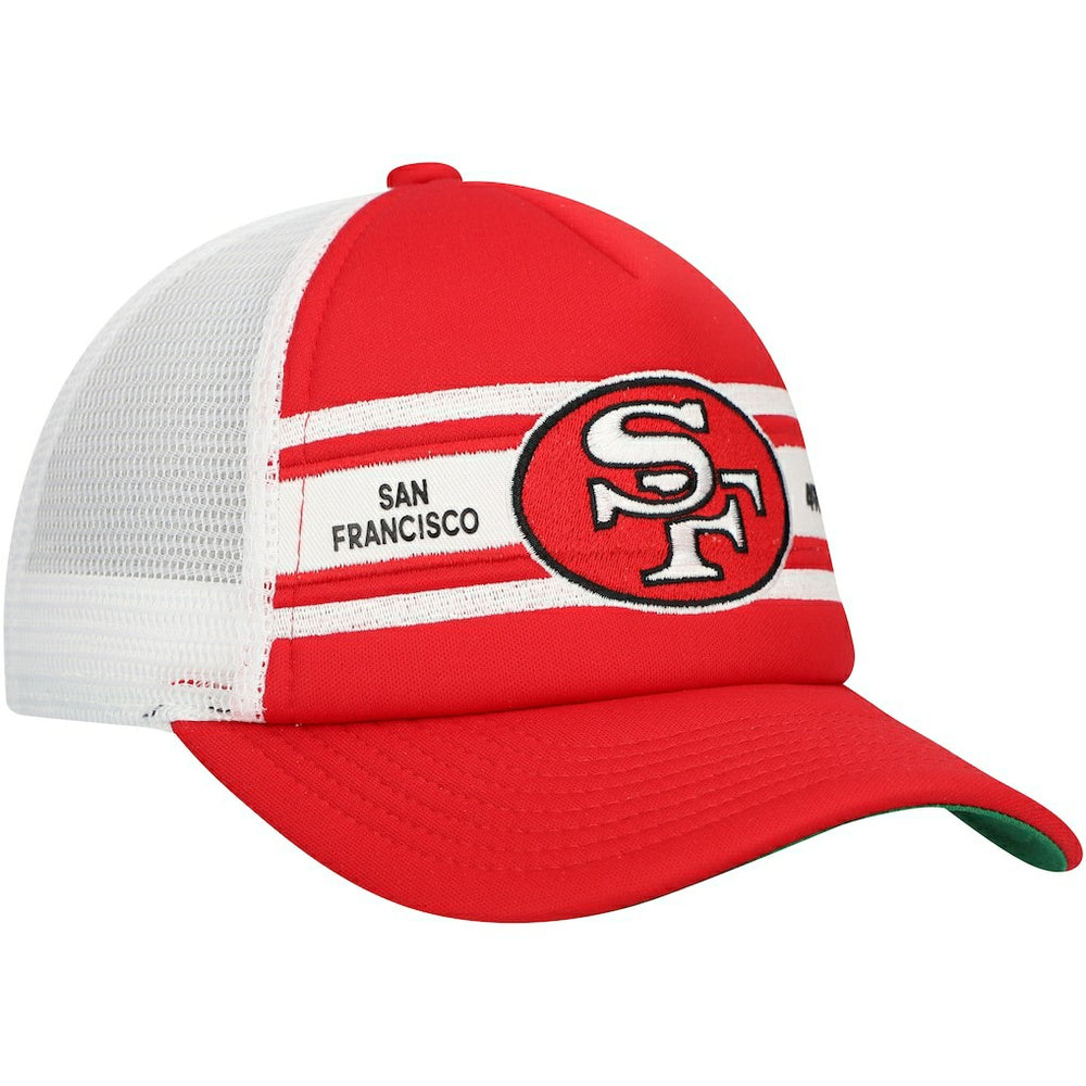 San Francisco 49ers Youth Stripe Trucker Adjustable Hat - Scarlet Hats