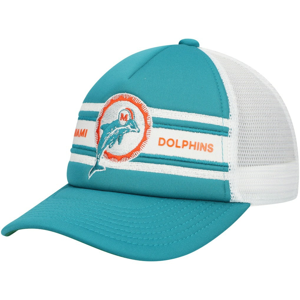 Miami Dolphins Youth Stripe Trucker Adjustable Hat - Aqua Hats