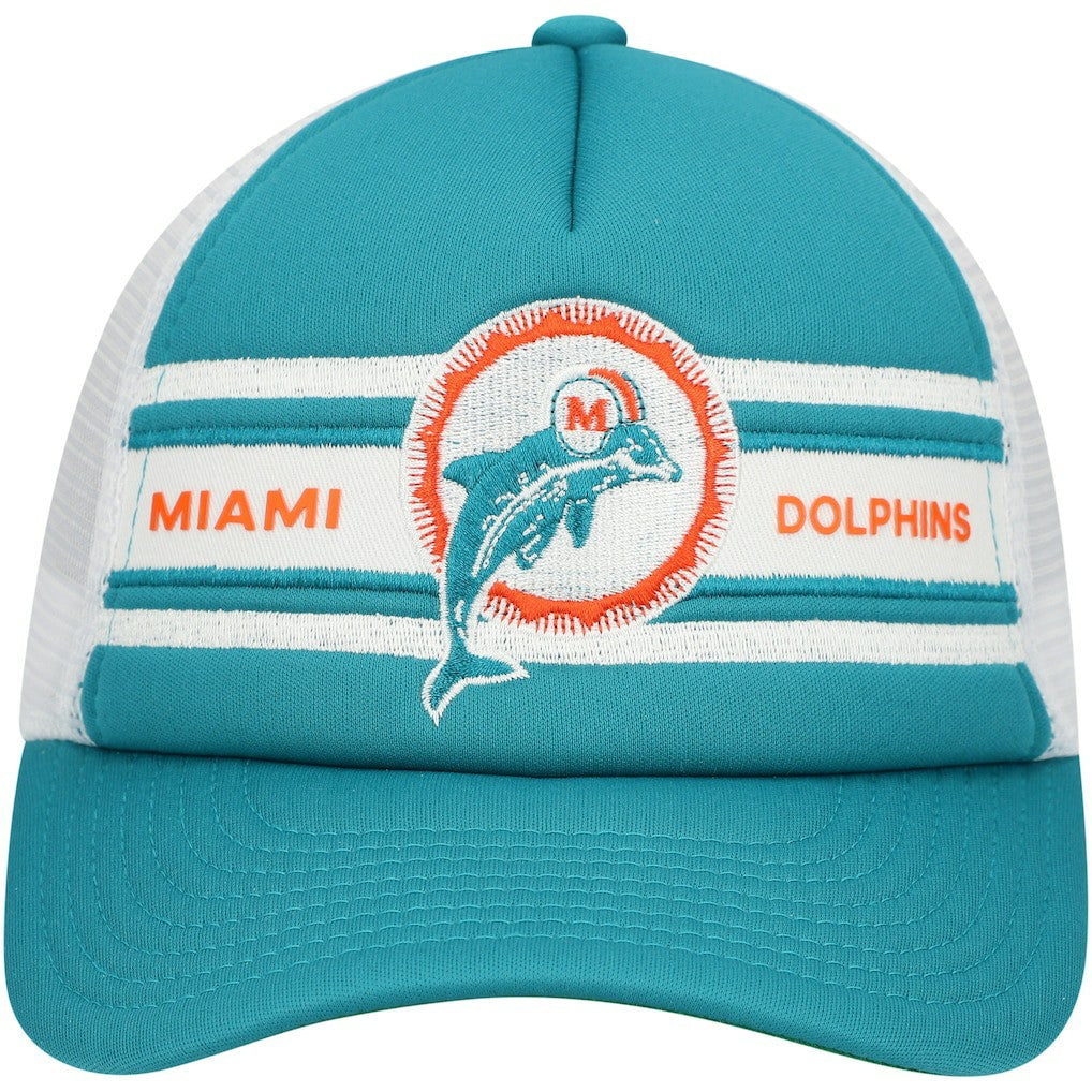 Miami Dolphins Youth Stripe Trucker Adjustable Hat - Aqua Hats