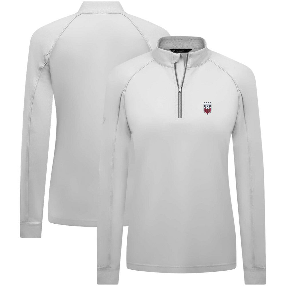 USWNT Levelwear Women's Kinetic Insignia Quarter-Zip Pullover White