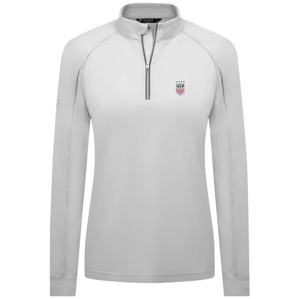 USWNT Levelwear Women's Kinetic Insignia Quarter-Zip Pullover White
