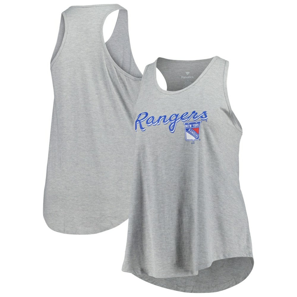 New York Rangers Fanatics Women's Plus Size Racerback Tank Top - Heather Gray | US 201173335