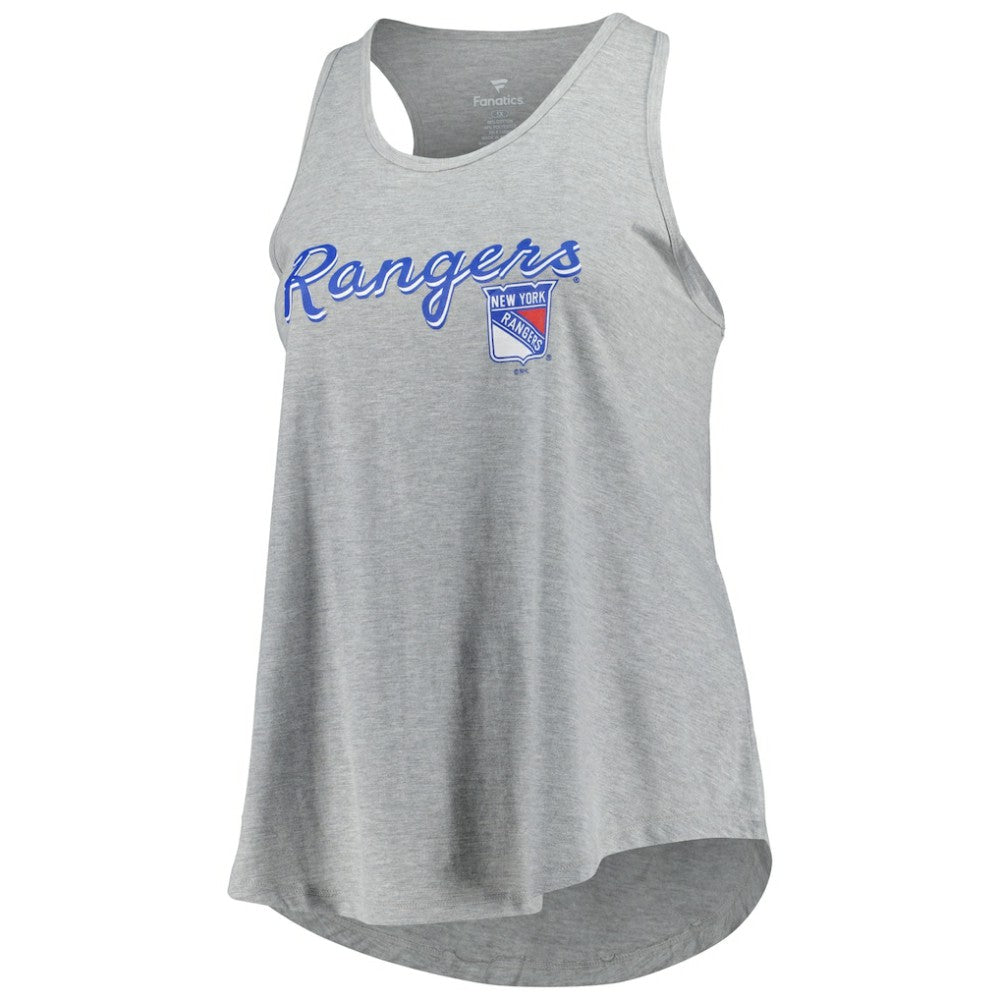 New York Rangers Fanatics Women's Plus Size Racerback Tank Top - Heather Gray | US 201173335
