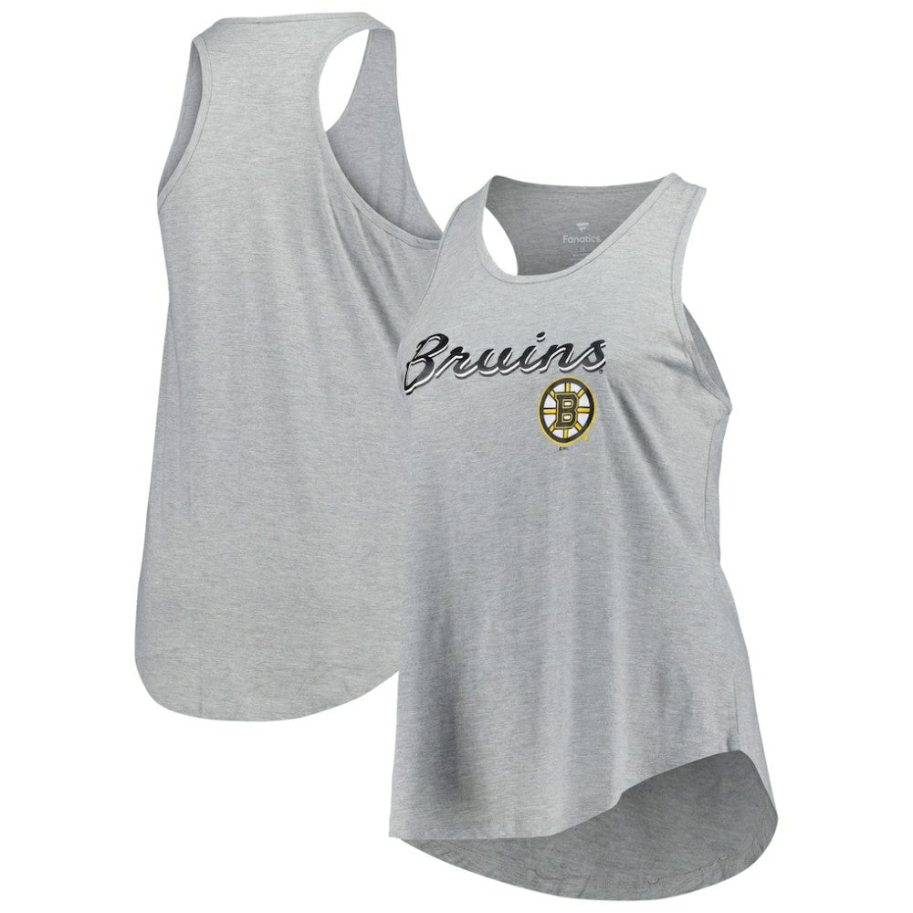Boston Bruins Fanatics Women's Plus Size Racerback Tank Top - Heather Gray | US 201173337