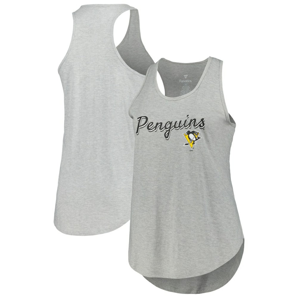 Pittsburgh Penguins Fanatics Women's Plus Size Racerback Tank Top - Heather Gray | US 201173340