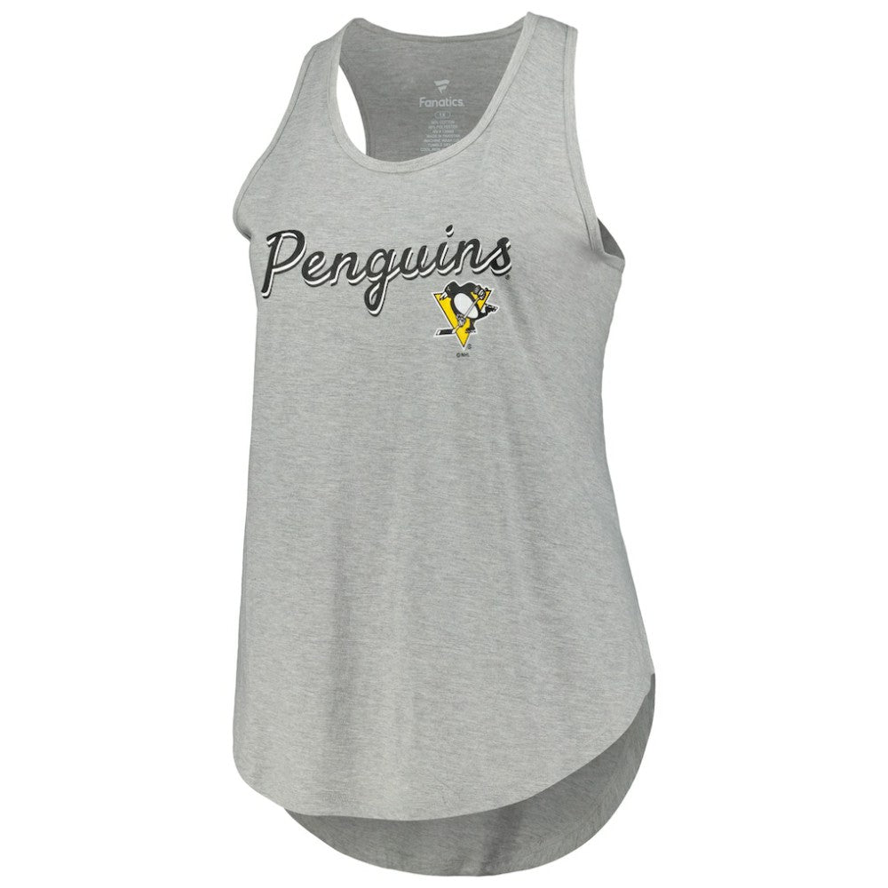 Pittsburgh Penguins Fanatics Women's Plus Size Racerback Tank Top - Heather Gray | US 201173340