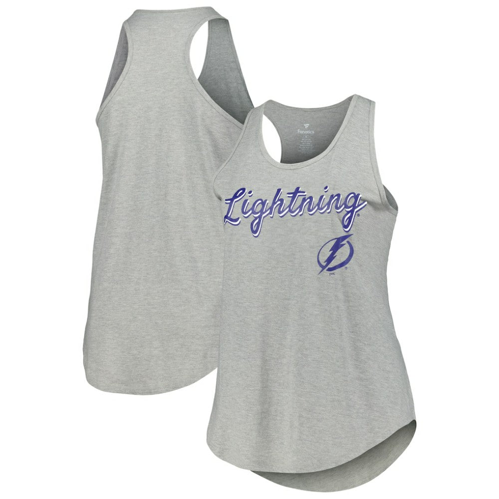 Tampa Bay Lightning Fanatics Women's Plus Size Racerback Tank Top - Heather Gray | US 201173341