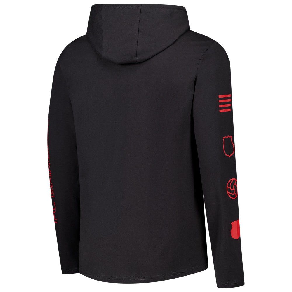 Barcelona Wordmark Long Sleeve Hoodie T-Shirt- Charcoal