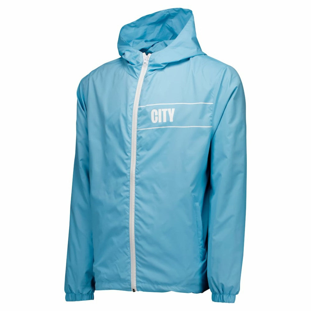 Manchester City Home Match Hoodie Full-Zip Windbreaker Jacket Light Blue