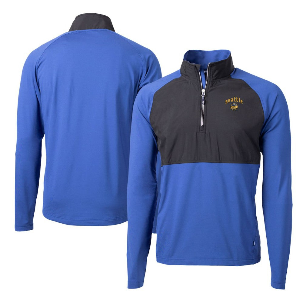 Seattle Mariners Cutter & Buck City Connect Adapt Eco Knit Hybrid Recycled Quarter-Zip Pullover Top - Blue/Black Pullover