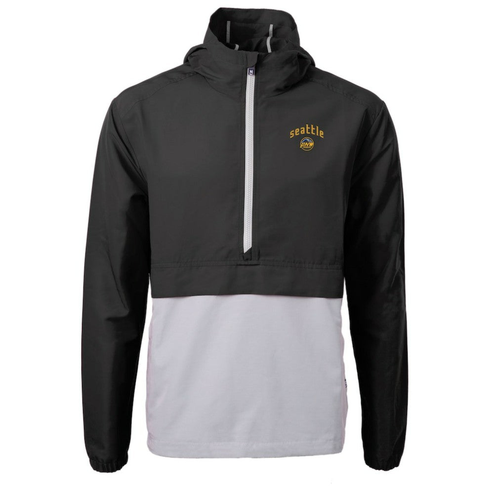 Seattle Mariners Cutter & Buck City Connect Charter Eco Recycled Half-Zip Anorak Jacket - Black/Gray Jackets