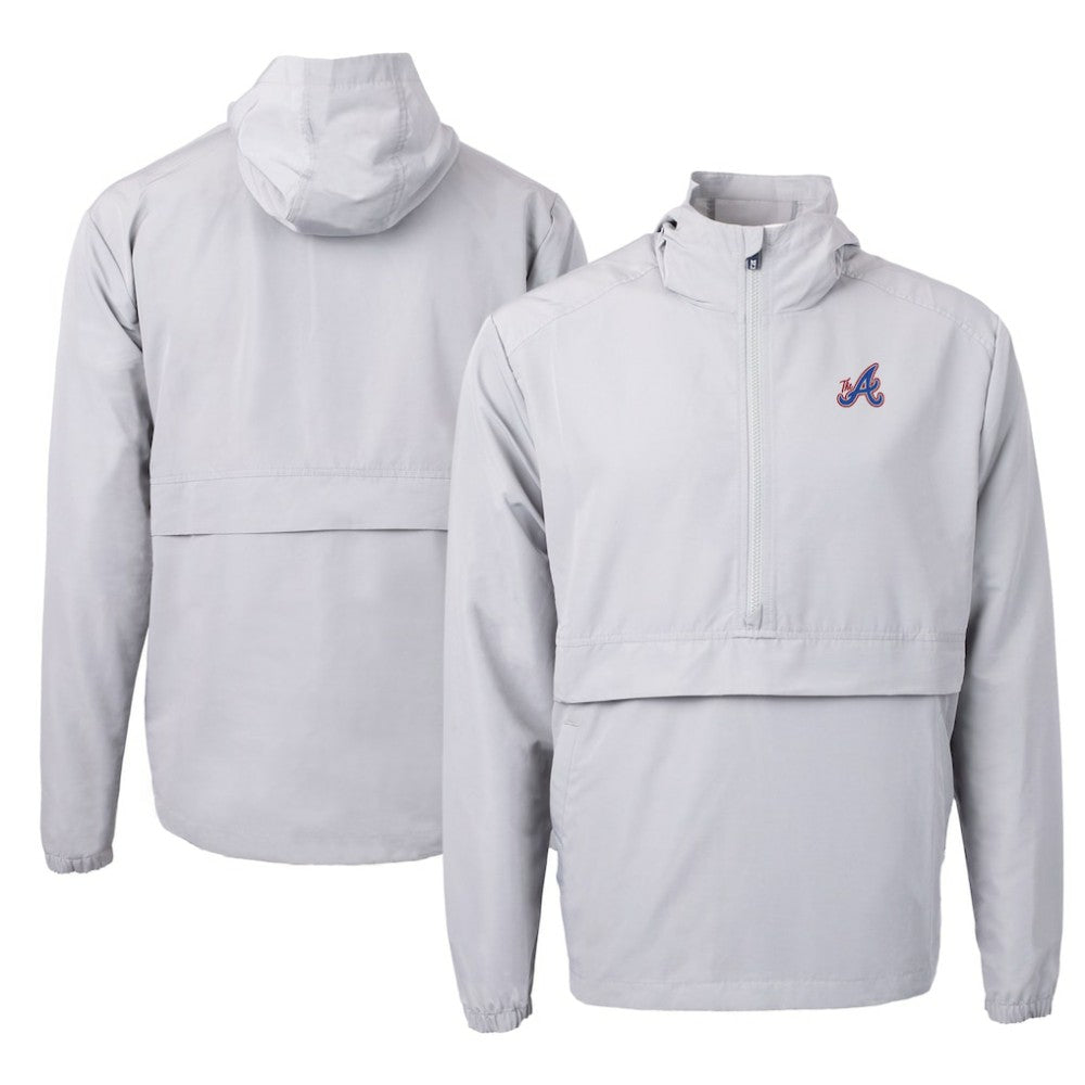 Atlanta Braves Cutter & Buck City Connect Charter Eco Recycled Half-Zip Anorak Jacket - Gray Jackets