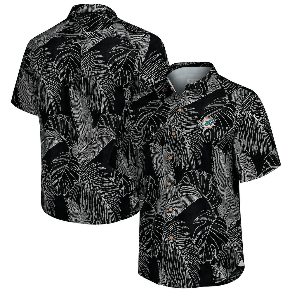 Miami Dolphins Sport Vine Line Button-Down Shirt - Black