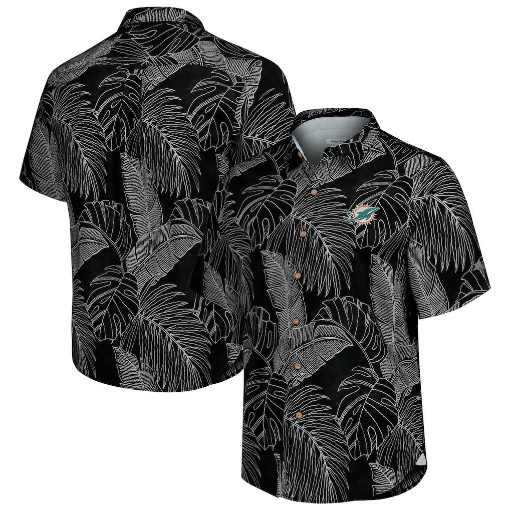 Miami Dolphins Sport Vine Line Button-Down Shirt - Black