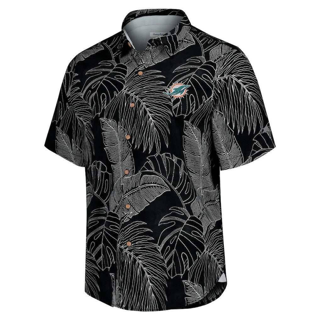 Miami Dolphins Sport Vine Line Button-Down Shirt - Black