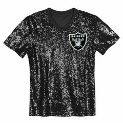 Maxx Crosby Las Vegas Raiders Girls Youth Sequin V-Neck Fashion Jersey - Black Jerseys