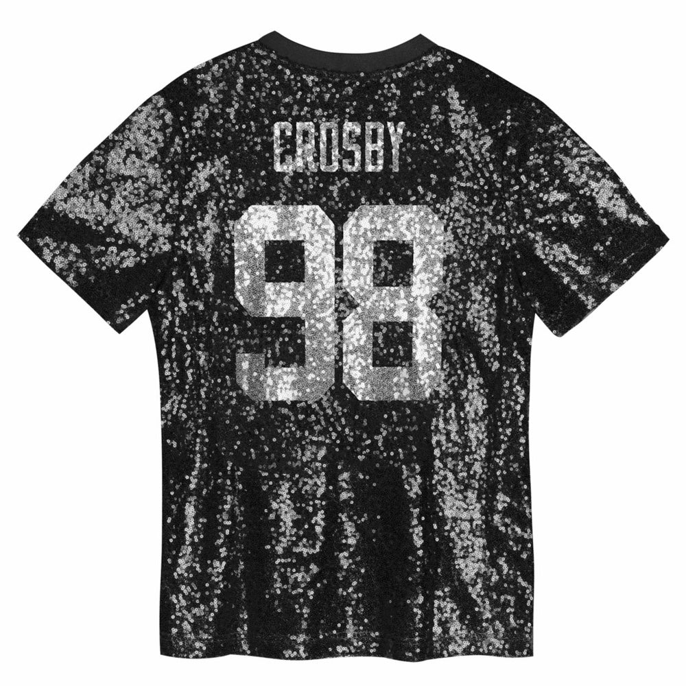Maxx Crosby Las Vegas Raiders Girls Youth Sequin V-Neck Fashion Jersey - Black Jerseys