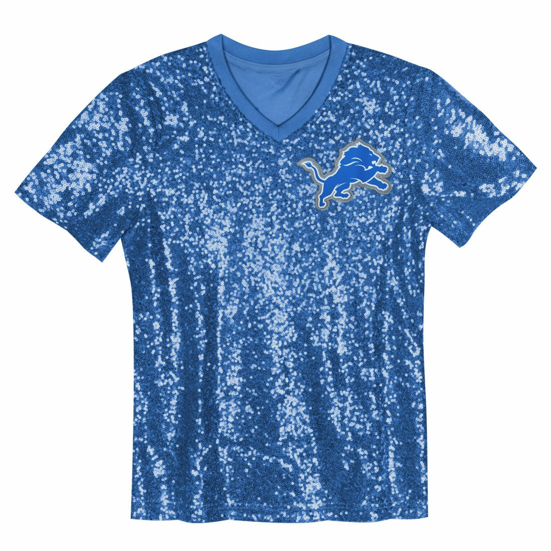 Aidan Hutchinson Detroit Lions Girls Youth Sequin V-Neck Fashion Jersey - Blue Jerseys
