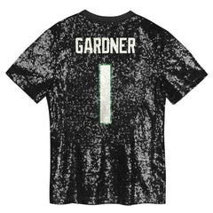 Sauce Gardner New York Jets Girls Youth Sequin V-Neck Fashion Jersey - Black Jerseys