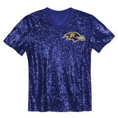 Lamar Jackson Baltimore Ravens Girls Youth Sequin V-Neck Fashion Jersey - Purple Jerseys