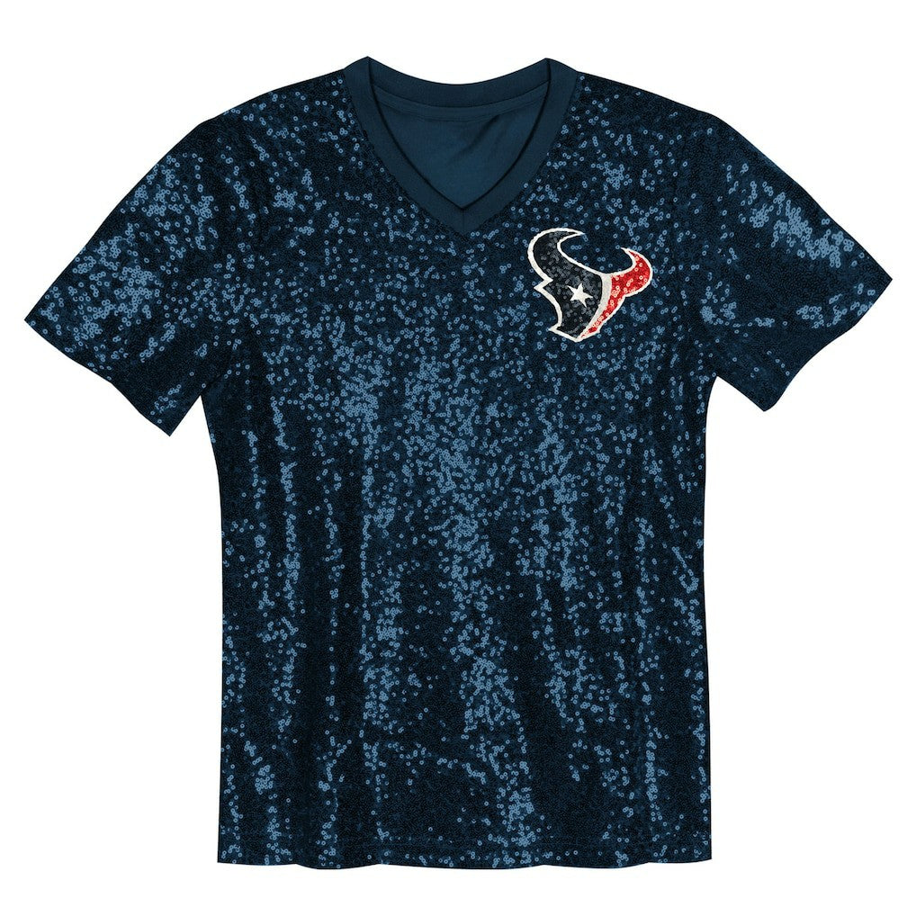 C.J. Stroud Houston Texans Girls Youth Sequin V-Neck Fashion Jersey - Navy Jerseys
