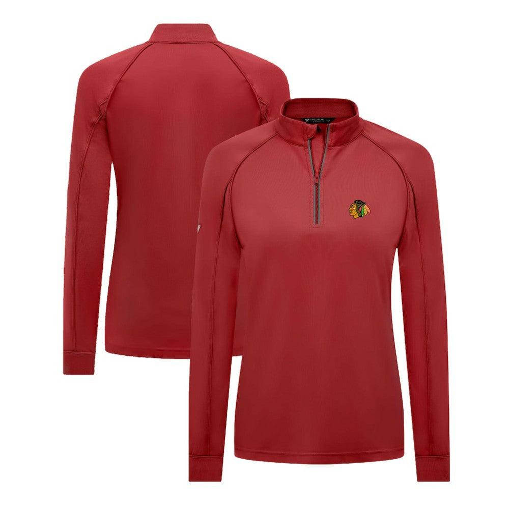 Chicago Blackhawks Levelwear Women's Kinetic Insignia Core Quarter-Zip Pullover Top - Red | US 201183056