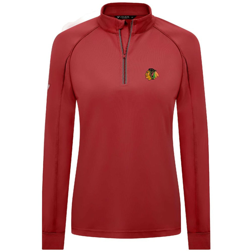 Chicago Blackhawks Levelwear Women's Kinetic Insignia Core Quarter-Zip Pullover Top - Red | US 201183056