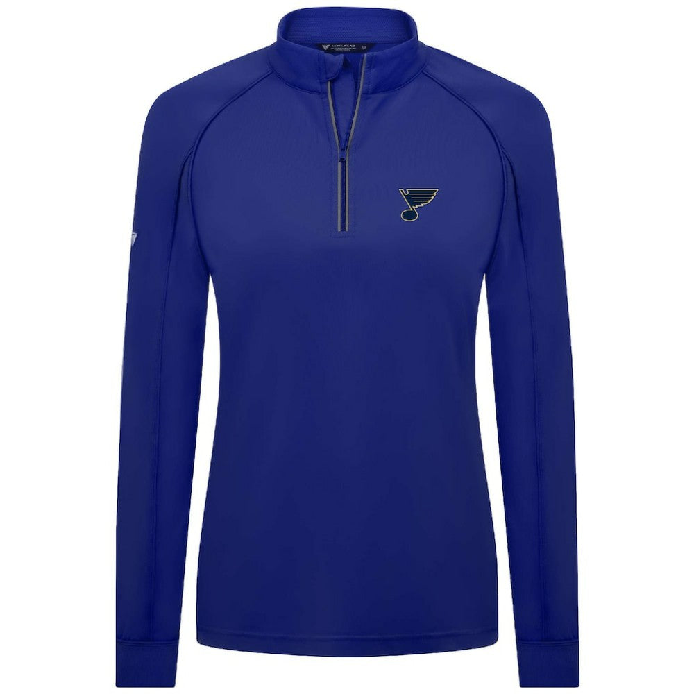St. Louis Blues Levelwear Women's Kinetic Insignia Core Quarter-Zip Pullover Top - Blue | US 201183059