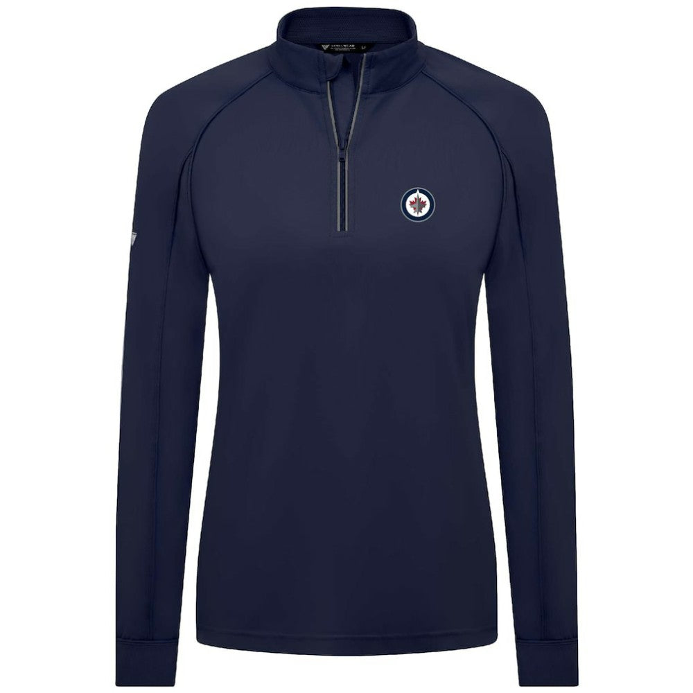 Winnipeg Jets Levelwear Women's Kinetic Insignia Core Quarter-Zip Pullover Top - Navy | US 201183071