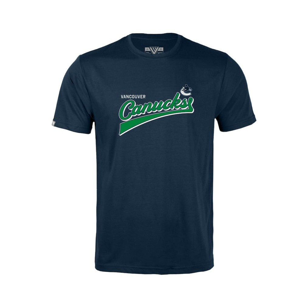 Vancouver Canucks Levelwear Youth Little Richmond Retro Script T-Shirt - Navy | US 201183383