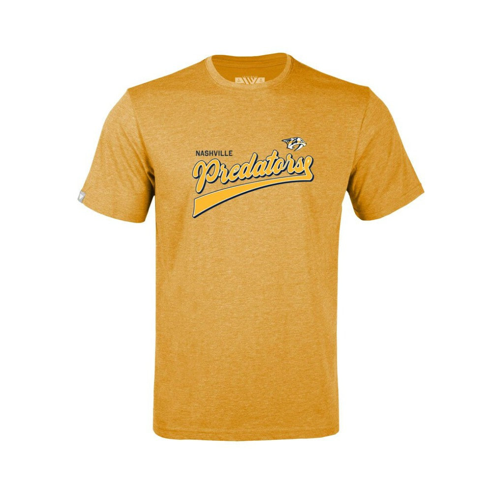 Nashville Predators Levelwear Youth Little Richmond Retro Script T-Shirt - Gold | US 201183410