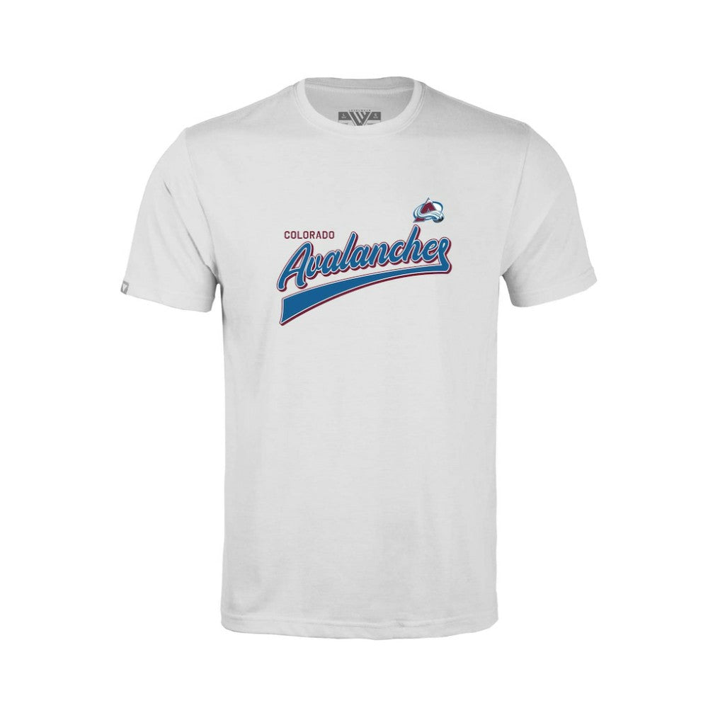 Colorado Avalanche Levelwear Youth Little Richmond Retro Script T-Shirt - White | US 201183414
