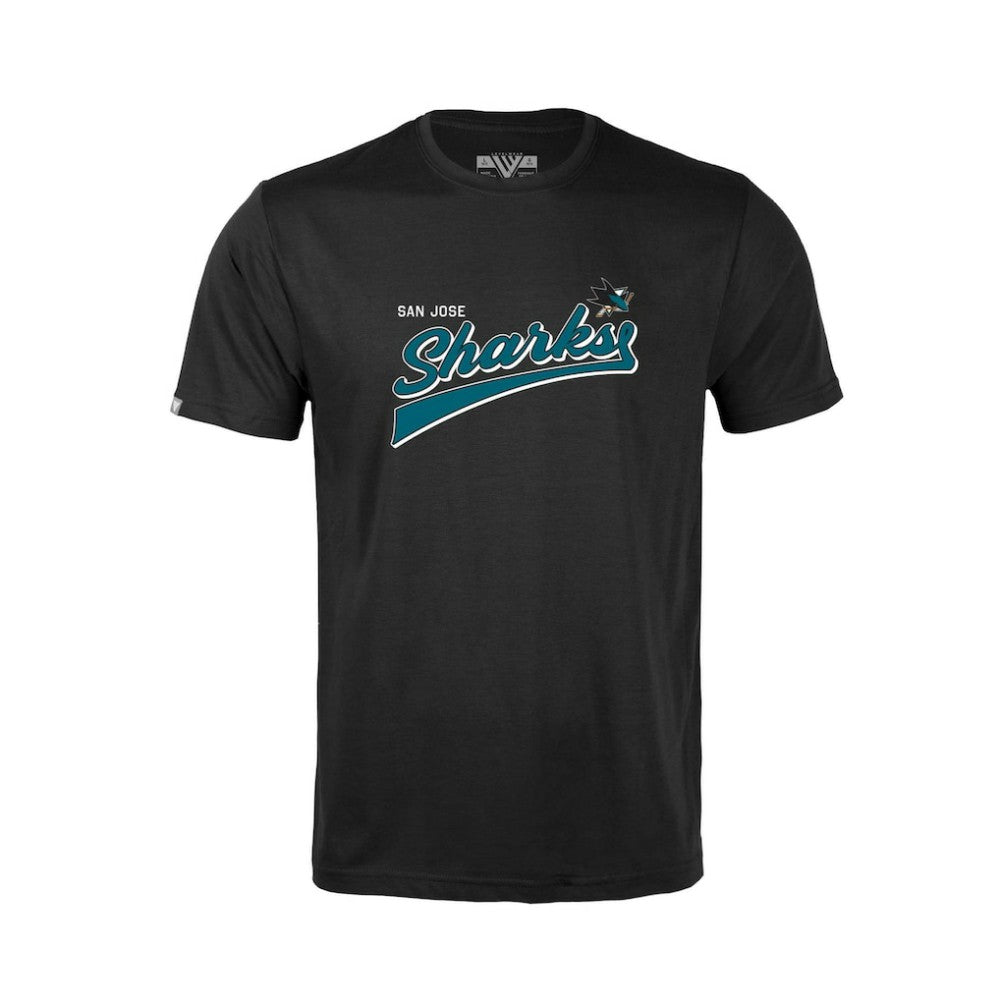 San Jose Sharks Levelwear Youth Little Richmond Retro Script T-Shirt - Black | US 201183432